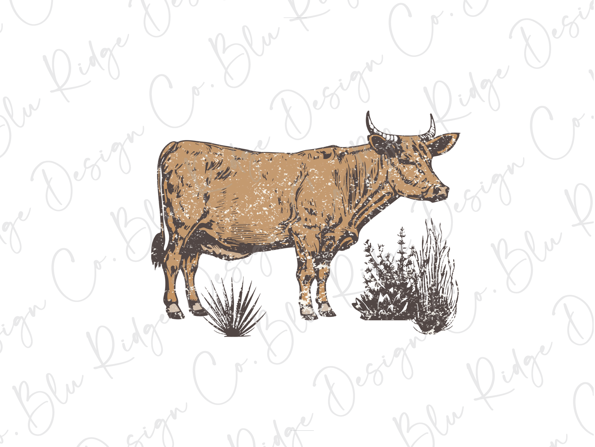 a drawing of a cow standing in a field