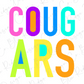 the text "COUGARS" in a colorful, stylized font.