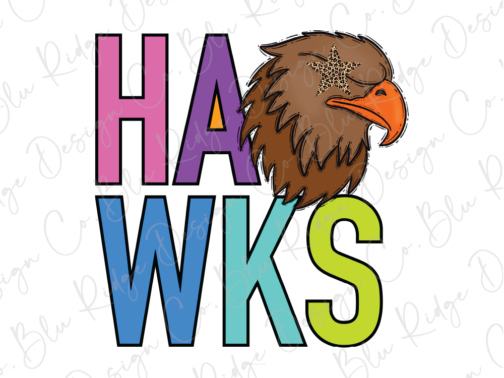 a colorful eagle head with a star on its eye, accompanied by the letters "HAWS" in a stylized font.