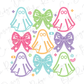 a group of different colored bows on a white background