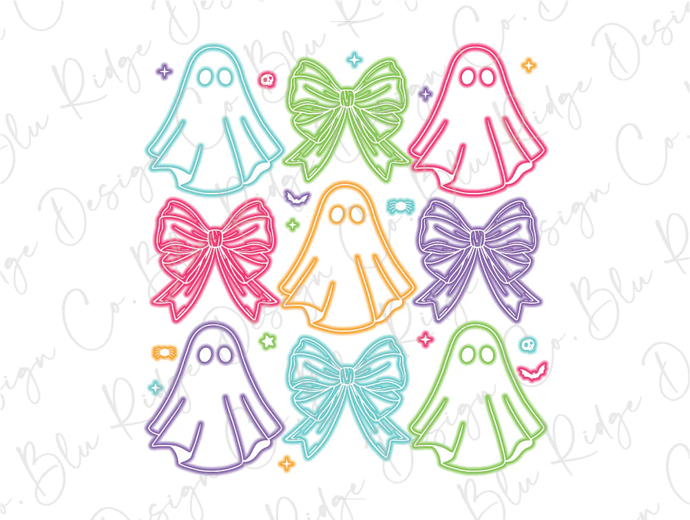 Halloween Ghost Coquette Neon Graphic T-Shirt