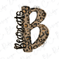 A stylized letter 'B' with a leopard print pattern, featuring the word "Bears" written in cursive script.