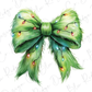 a green bow with lights on it