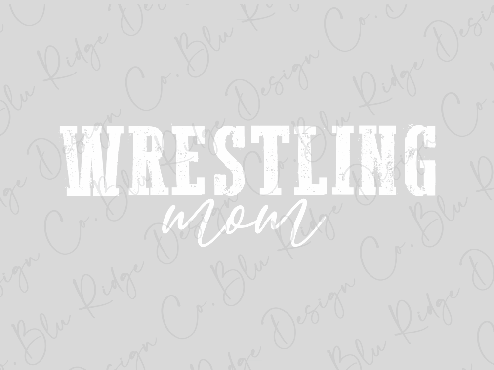 the text "Wrestling mom" in a stylized font, which is the main focus of the image.