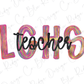 the word teacher written in black ink on a white background