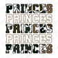 the word "PRINCES" repeated in various sizes and orientations, creating a visually interesting and textured composition.