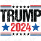 a trump t - shirt with the words trump in red, white and blue stars