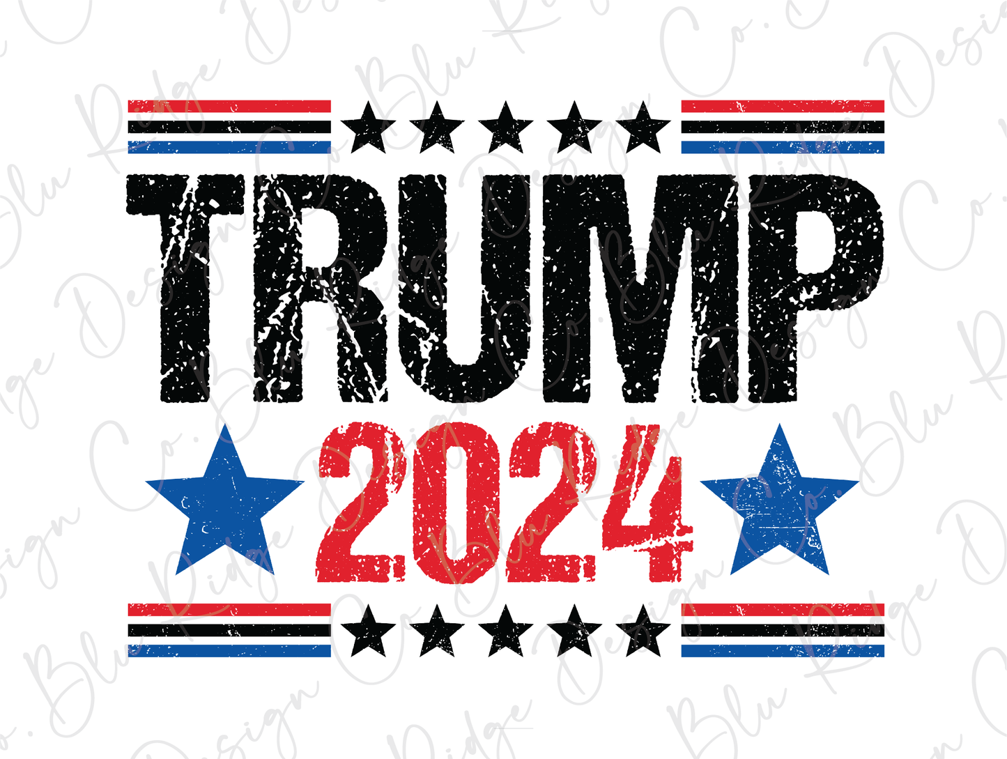 a trump t - shirt with the words trump in red, white and blue stars