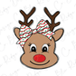 a reindeer with a bow on its head