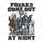 Freaks Come Out At Night Halloween Monster Mash Graphic T-Shirt