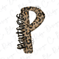 A stylized letter 'P' with a leopard print pattern, featuring the word "Panthers" written in cursive script.