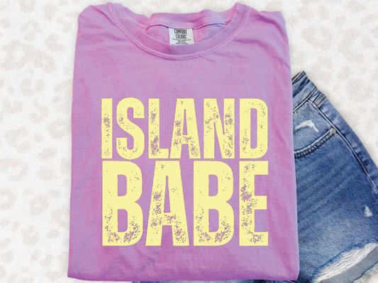 a t - shirt that says island babe on it