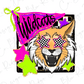 A stylized illustration of a wildcat wearing sunglasses and a checkered flag, with the word "Wildcats" written on it.