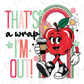 a red apple holding a cup of coffee