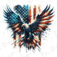 a painting of an eagle with the american flag in the background