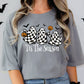 Tis The Season Checkered Halloween Ghost Graphic T-Shirt