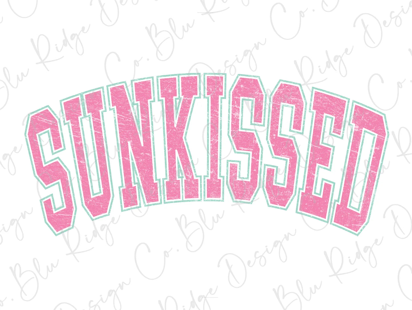 a pink and white shirt that says sunk kissed