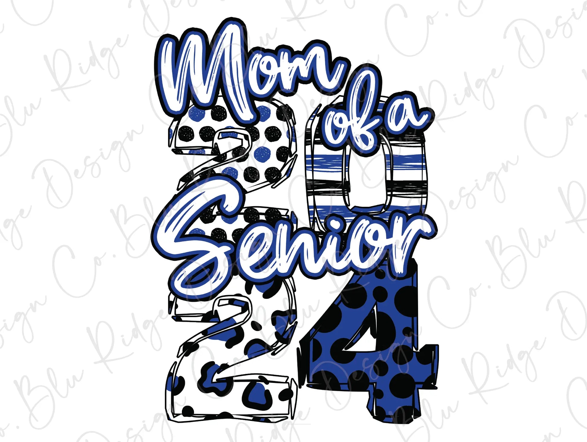 a blue and white polka dot number four with the words mom of a service 4