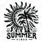 a black and white image of a palm tree and the words summer vibes