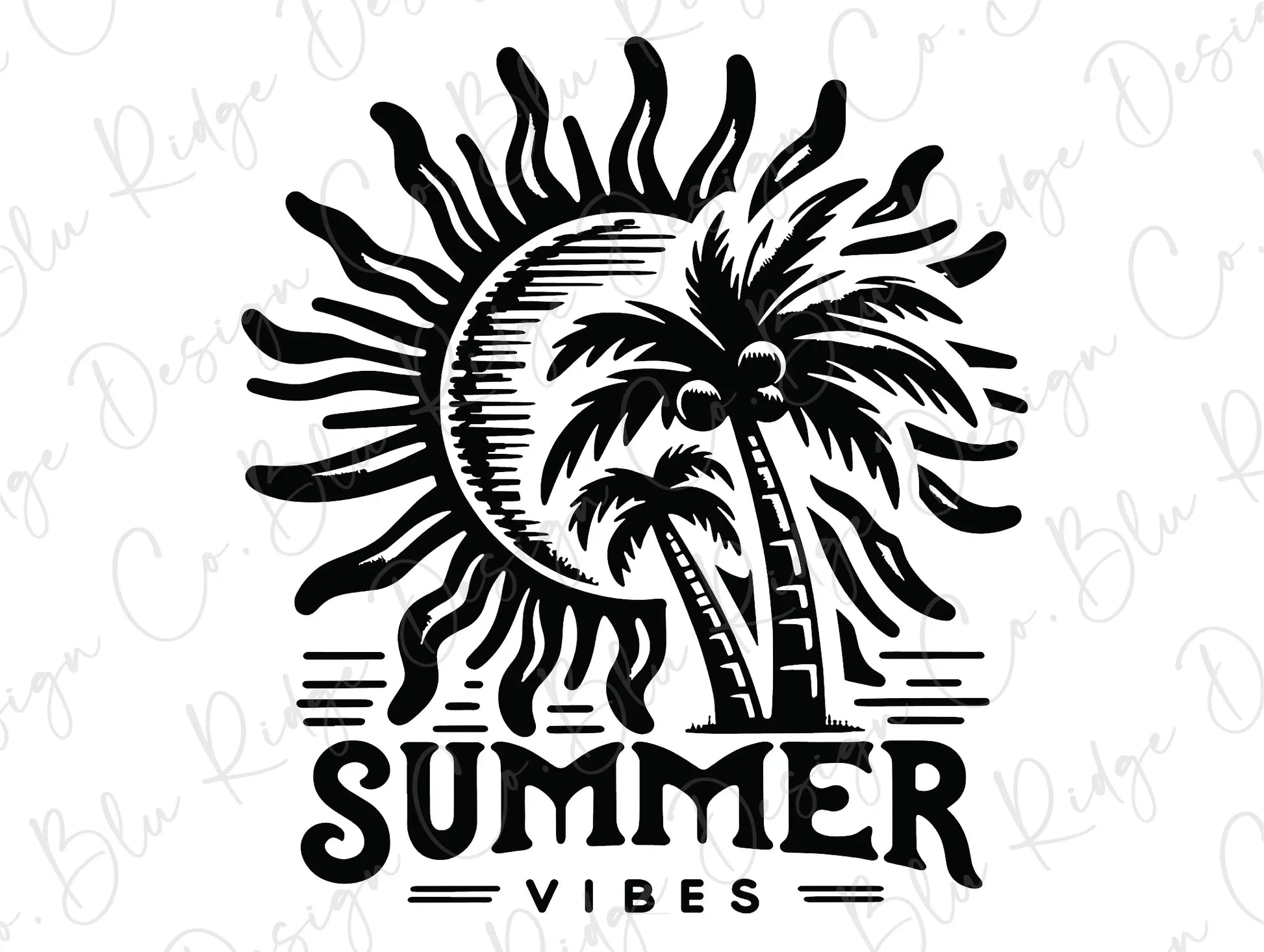 a black and white image of a palm tree and the words summer vibes