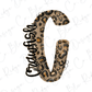 A stylized letter 'C' with a leopard print pattern, featuring the word "Crawfish" written in cursive script.