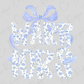 the word "WARRIORS" written in a stylized, floral-patterned font, with a blue ribbon-like design above the text.