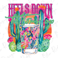 a drawing of a cactus with the words hell's down on it