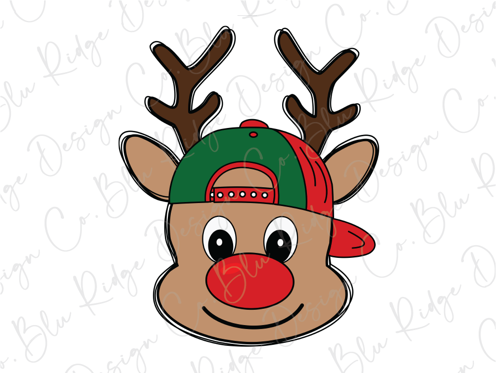 a reindeer wearing a hat with antlers on it