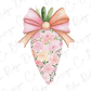 a watercolor painting of a strawberry with a pink bow