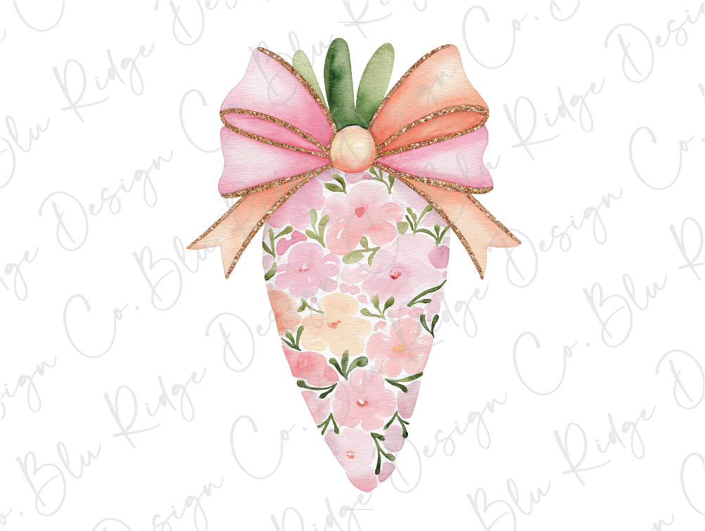 a watercolor painting of a strawberry with a pink bow