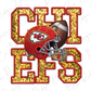 a football helmet with the kansas chiefs on it