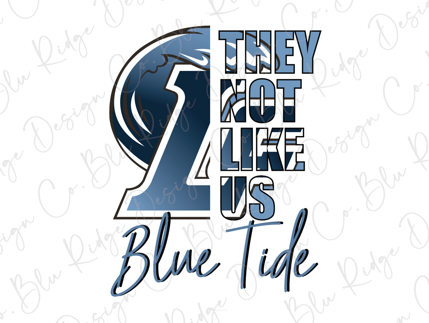 a blue and white logo with the words they not like us