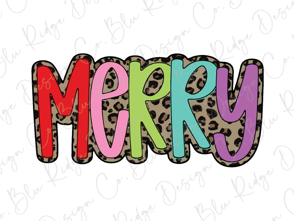 the word merry written in colorful letters on a white background