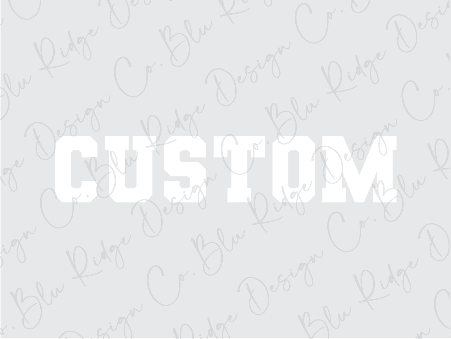 the word custom written in white on a gray background