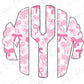 a pink and white design of a fork