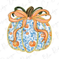 Blue Floral Coquette Pumpkin Graphic T-Shirt
