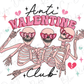 Anti Valentines Club Retro Skeleton Heart Valentines Day Graphic T-Shirt