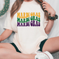 Mardi Gras Wavy Stacked Colorful Groovy Design Graphic T-Shirt