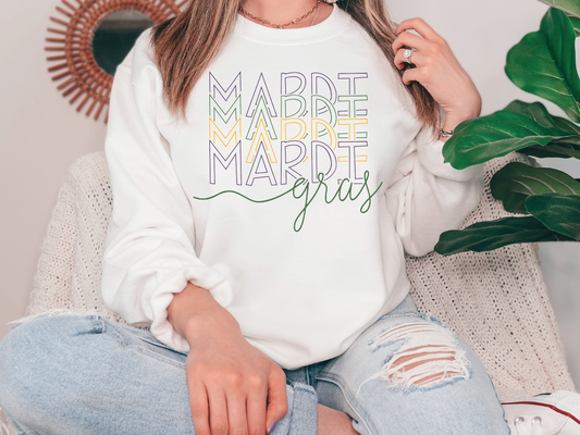 Mardi Gras New Orleans Colorful Stacked Design Graphic T-Shirt