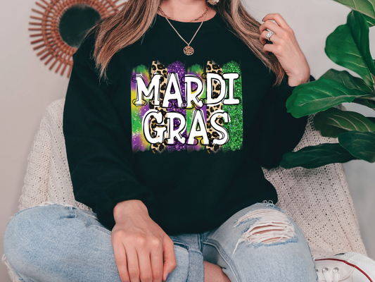 Mardi Gras Leopard Brush Strokes Graphic T-Shirt