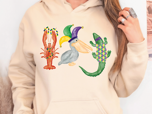 Mardi Gras Cajun Animal Trio Graphic T-Shirt