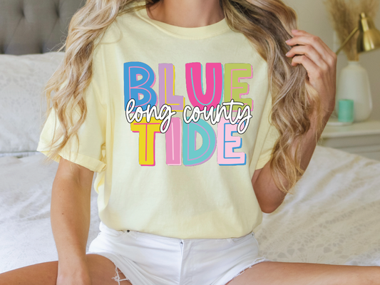 Blue Tide Long County School Mascot Spirit Graphic T-Shirt