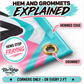 Close up of a banner corner showing the hemmed welded edge and a metal grommet