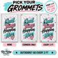 Grommet options compared: none, corners only, and every 2 ft