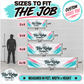 Banner size guide, 2x4 3x6 4x8 and 4x12 feet shown to scale against a person