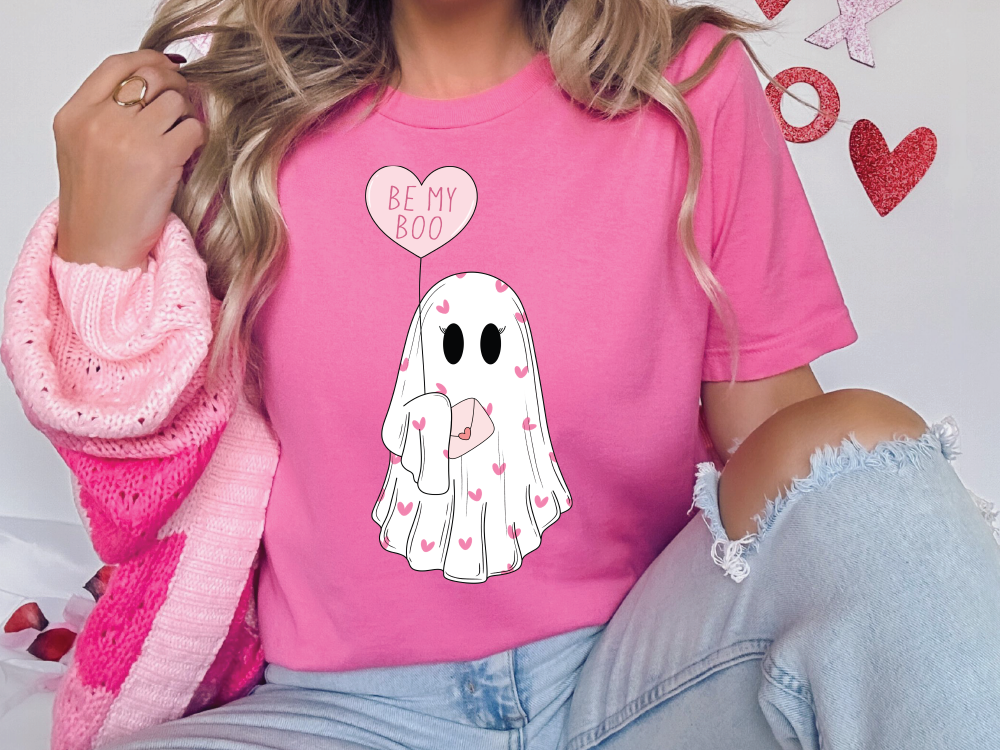 Be My Boo Valentines Day Ghost Graphic T-Shirt