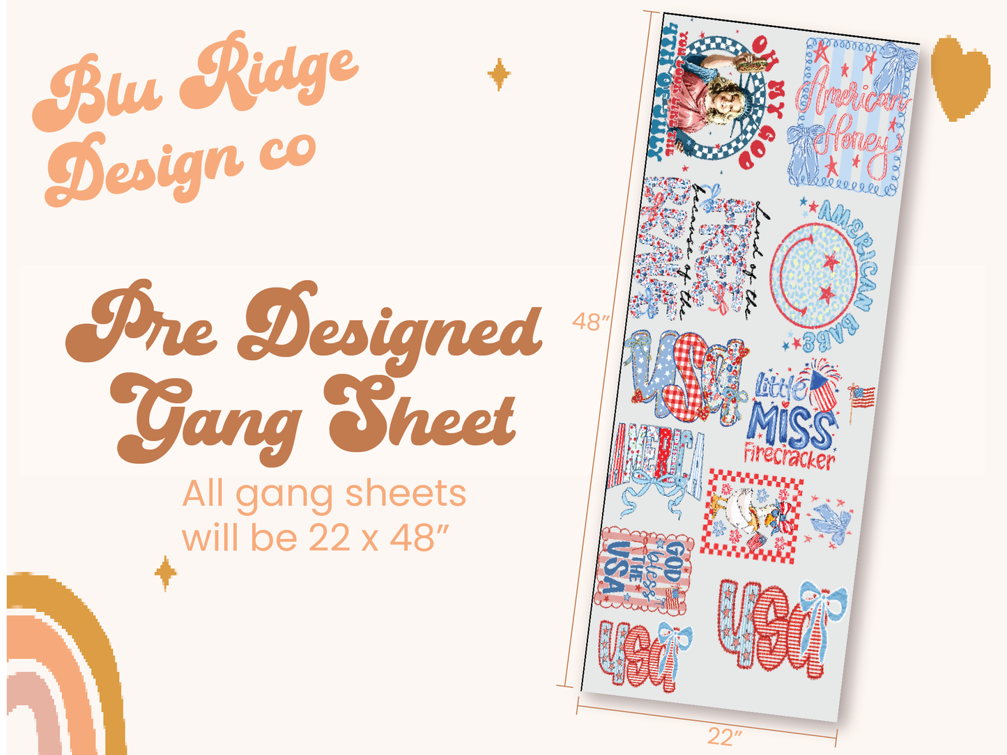 Patriotic Stock Gang Sheet 22" x 48"