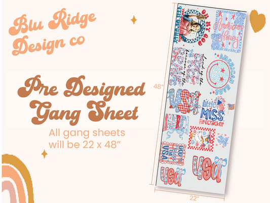 Patriotic Stock Gang Sheet 22" x 48"