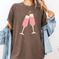 Pink Champagne Glasses Happy New Years Party Graphic T-Shirt