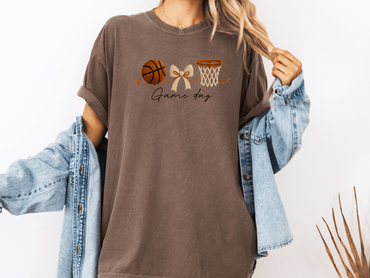 Faux Yarn Basketball Game Day Graphic T-Shirt